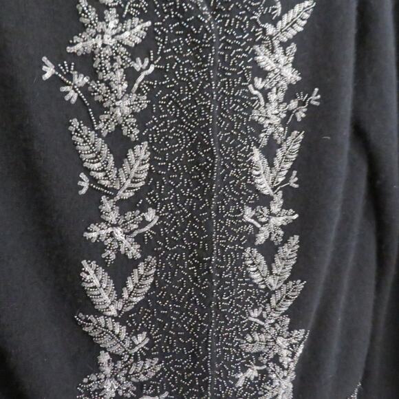 Moschino Cheap and Chic Womens Sz M Black Beaded Cardigan Wool Angora Sweater - Picture 4 of 10